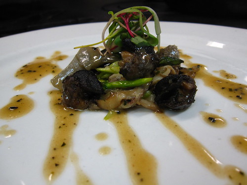 Artichoke Fricassee, sauteed mushroom and asparagus with garlic snail