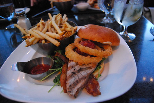 Salmon burger and frites @ Joey's