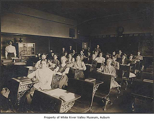 Central School classroom, interior, with students and teacher, Auburn, October 29, 1909