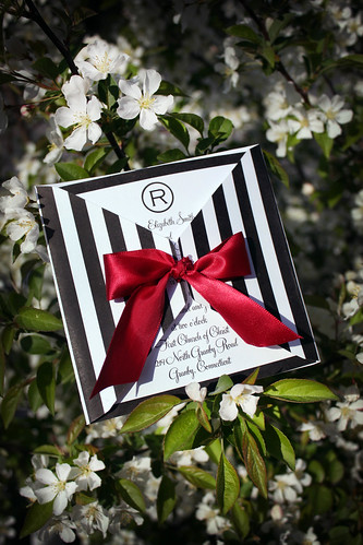 Modern Black and White Striped Invitation with jacket and insert