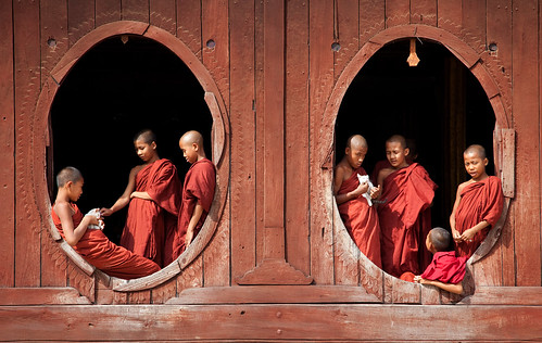 0188 Monks at the windows--Myanmar by ngchongkin