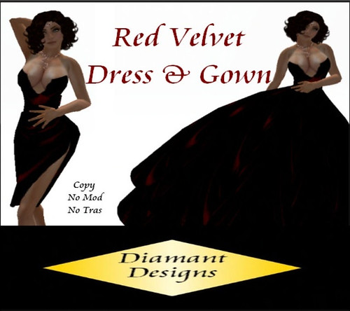 35L Diamant Designs Red Velvet Dress and Gown