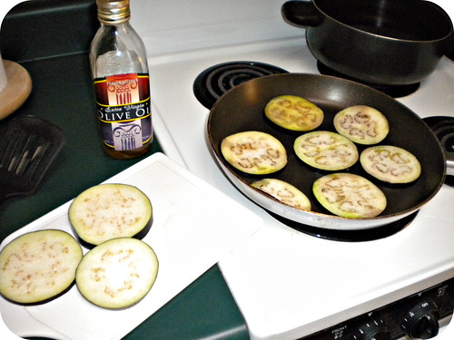 making eggplant parmesan for Hank :)
