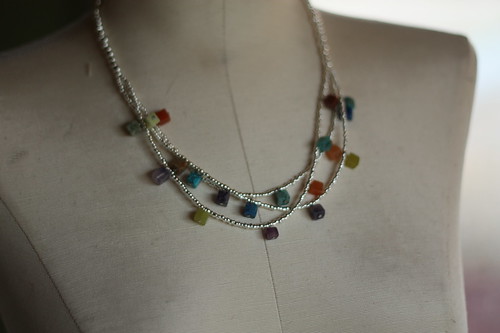 silver glass beads + gemstone blocks