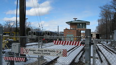 The CTA Linden Avenue purple line terminal and yard. Wilmette Illinois. February 2010.