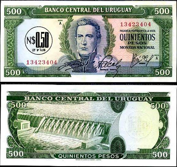 Uruguaj - URUGUAY 0.5 NUEVO PESO ON 500 1975 P54