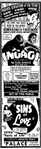 INGAGI (1930) Newspaper ad 4-30-46