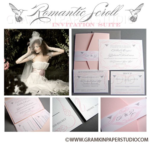 Romantic Scroll Wedding Invitation Suite by Gramkin Paper Studio 