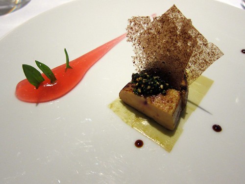 Roast foie gras and rhubarb
