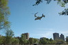 Marine Week Boston, 2010: Bell-Boeing MV-22B Osprey tilt-rotor aircraft flying away from Boston Common
