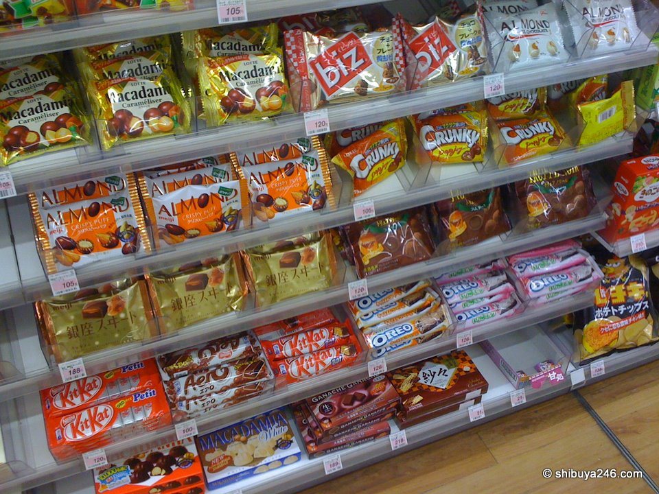 There were so many chocolate treats here, I had to snap a photo of the whole shelf. We have covered many of these before. Which ones can you recognize?