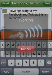 Simultaneously update Facebook & Twitter by voice by Promptu