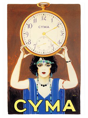 1920s art deco posters. cyma watches art deco poster