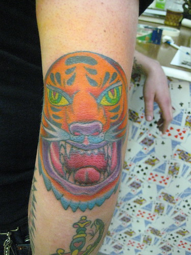 bert grimm tiger tattoo by Hubba Hubba Tattoo. tiger head