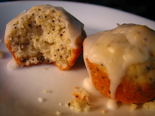 glazed mini poppy seed muffins