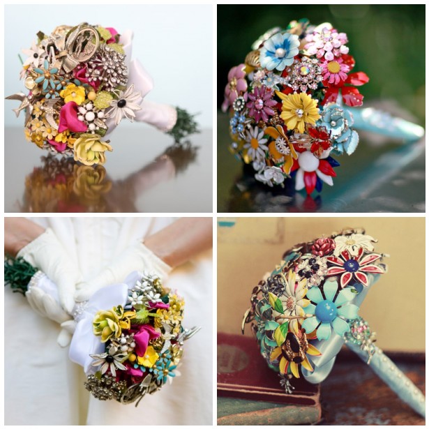 Perfect for a vintage themed wedding Amanda Heer's brooch bouquets make a 