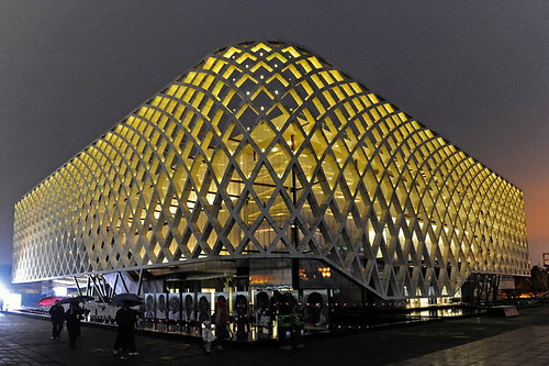 Most Sensual: A night view of France Pavilion at the site of Shanghai 2010 World Expo 上海世博会法国馆 le Pavillon de la France lors de l'exposition by Meiguoxing.