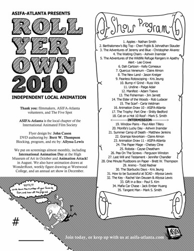 Fwd: ASIFA-Atlanta presents "Roll Yer Own" tonight from 8-10pm!
