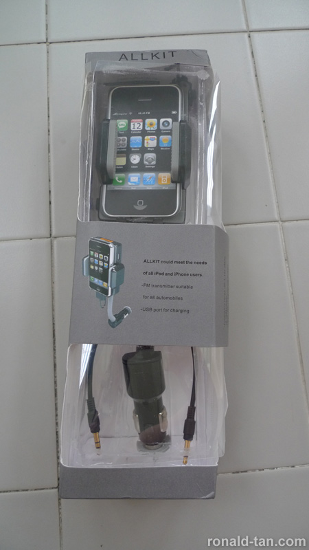 AllKit Cigarette Mount Holder and Charger with Full Range FM Transmitter for iPhone and iPod
