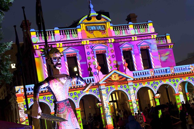 Parramatta Town Hall up in lights