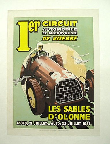 002-1951 Les Sables D'Olonne, first running of this event-© 2010 Vintage Auto Posters. All Rights Reserved