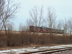 Eastbound CTA orange line train wearing Chicago Bears NFL football team markings. Chicago Illinois. January 2007.