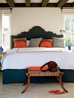 orange black bedroom coastal living