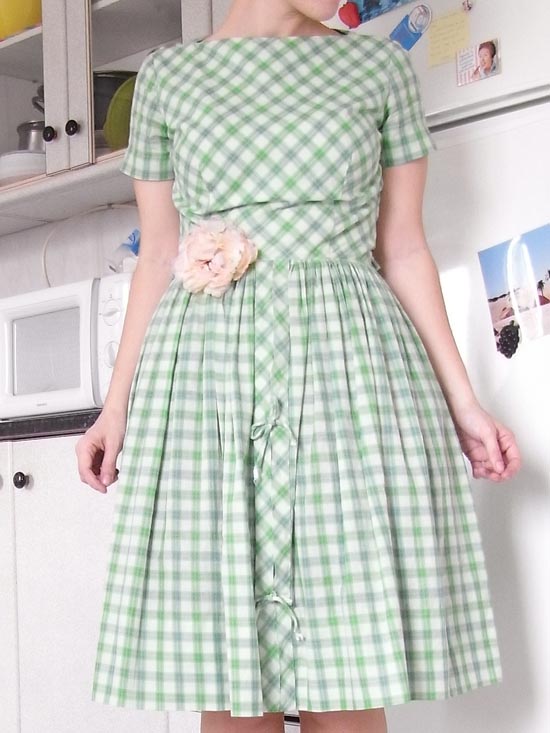 Green checkered dress
