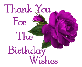 Thank U 4 Bday Wish purple rose graphic