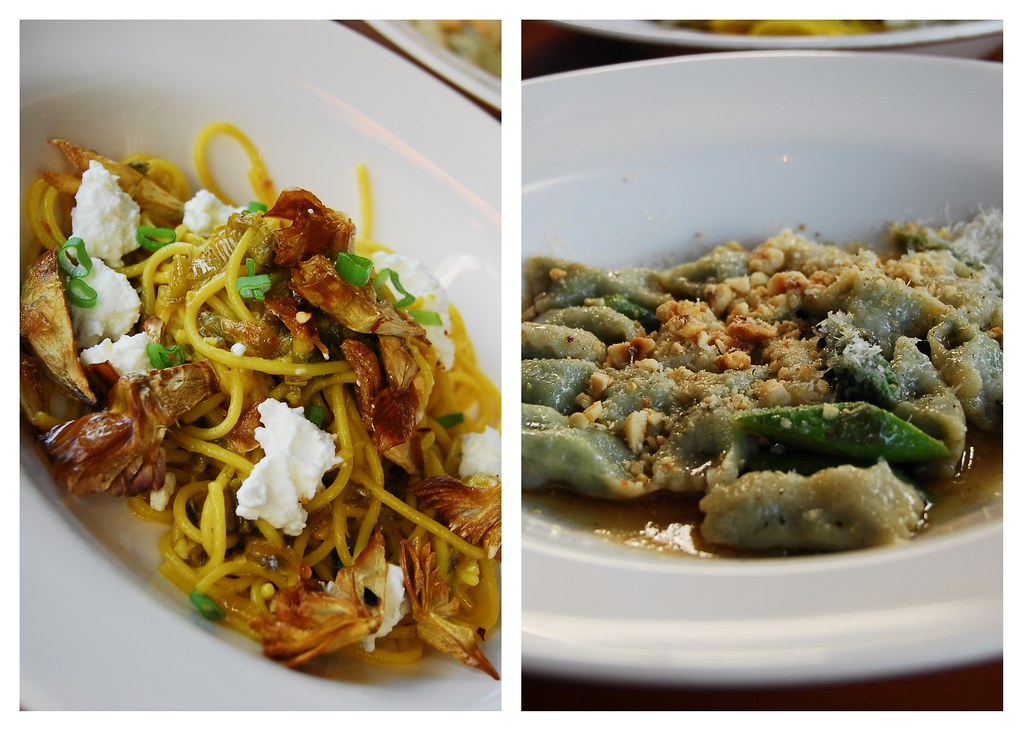 Restaurant Alma (middle course): Ricotta & Rabbit Agnolotti, Saffron Spaghettini