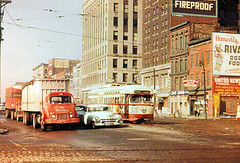 This 1950's era Detroit michigan photograph, was photographed either on the Woodward or gratiot streetcar line toward the end of the line.