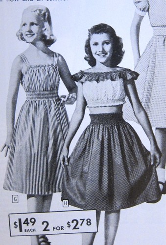 Shirred Girls' Skirt and Dress from 1940s Sears Catalog
