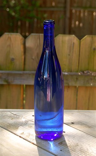 Water in blue bottle