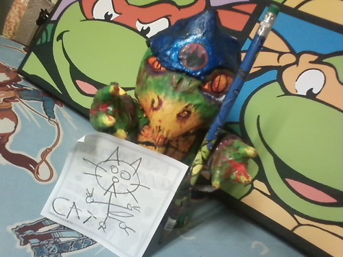 !! terrible2z.com -" tOkKa's ULTIMATE NERVOUS BREAKDOWN :: 10th Anniversary Sweepstakes " The Drawing:: #TMNT  ..as far as a *drawing* - tokka drew this picture of what looks like a kitty