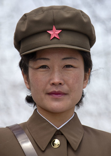 north korean army girls. red star cap - North Korea