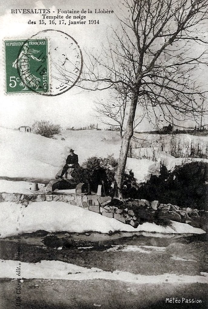 tempête de neige à Rivesaltes du 15 au 17 janvier 1914
