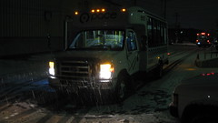 First Transit 2008 Ford paratransit bus # 5157 during a December morning snowstorm. Glenview Illinois. December 2009.