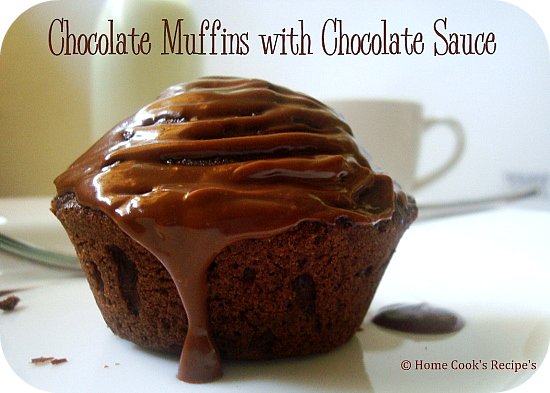 Chocolate Muffins with Chocolate Sauce