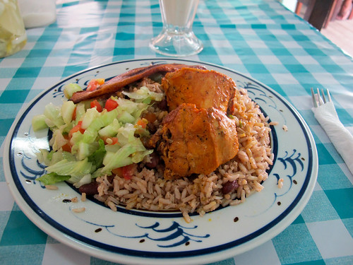 Belizean Food - Stewed Chicken, Beans and Rice