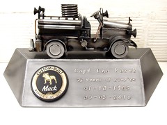 Fire engine metal welding sculpture firefighter retirement gift