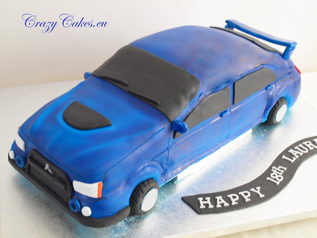 blue car cake 18th mitsubishilancerevolutioncake