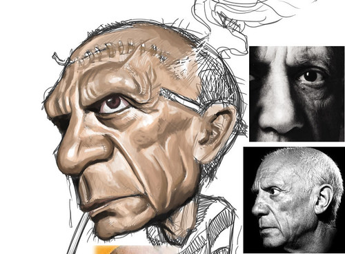 digital caricature of Pablo Picasso - 1 small