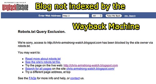Internet Archive Wayback Machine: Robots.txt Query Exclusion