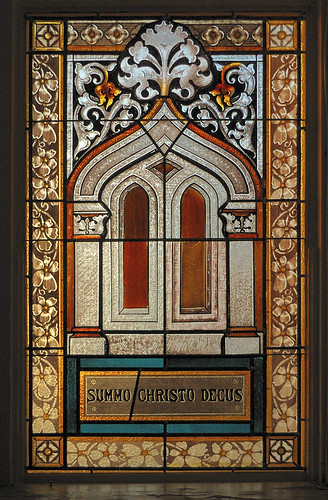 Saint Dominic Roman Catholic Church, in Breese, Illinois, USA - stained glass window detail
