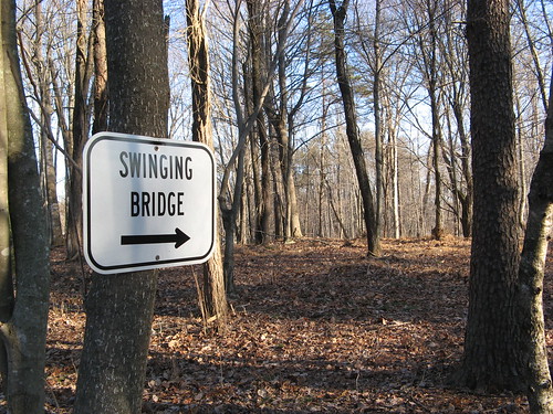 Yes there is a swinging bridge