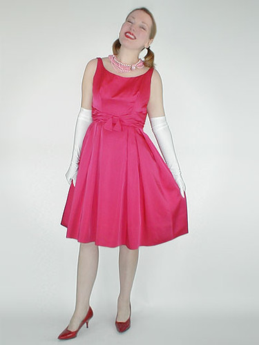 Rose pink satin party dress