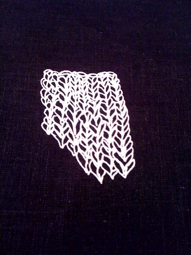 At my last screenprinting class.  Here's a knit stitch doodle I printed on linen.