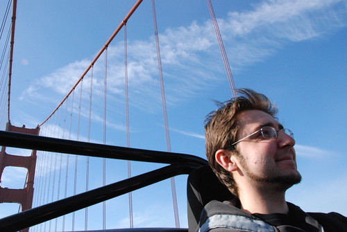 Krystian Driving Across the Golden Gate Bridge