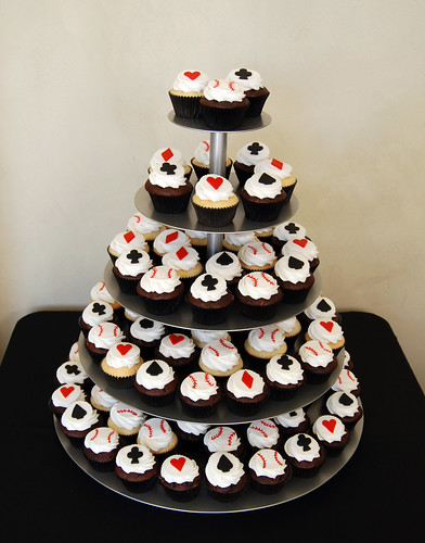 2010 Baseball Wives Association Autism Fundraising Event Casino themed cupcake tower full view