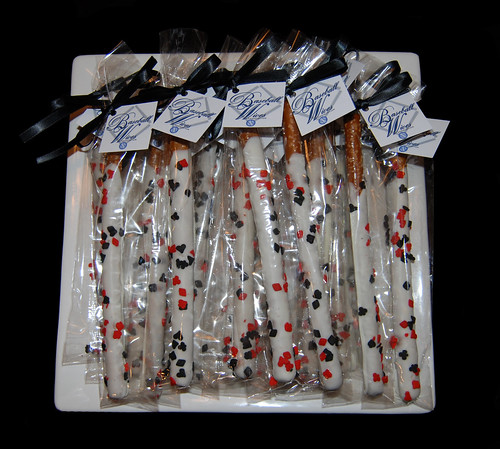 2010 Baseball Wives Association Autism Fundraising Event Casino themed chocolate dipped pretzel favors